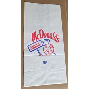 Rare Early McDonald's #8 Paper Bag Scarce / Vintage Speedee